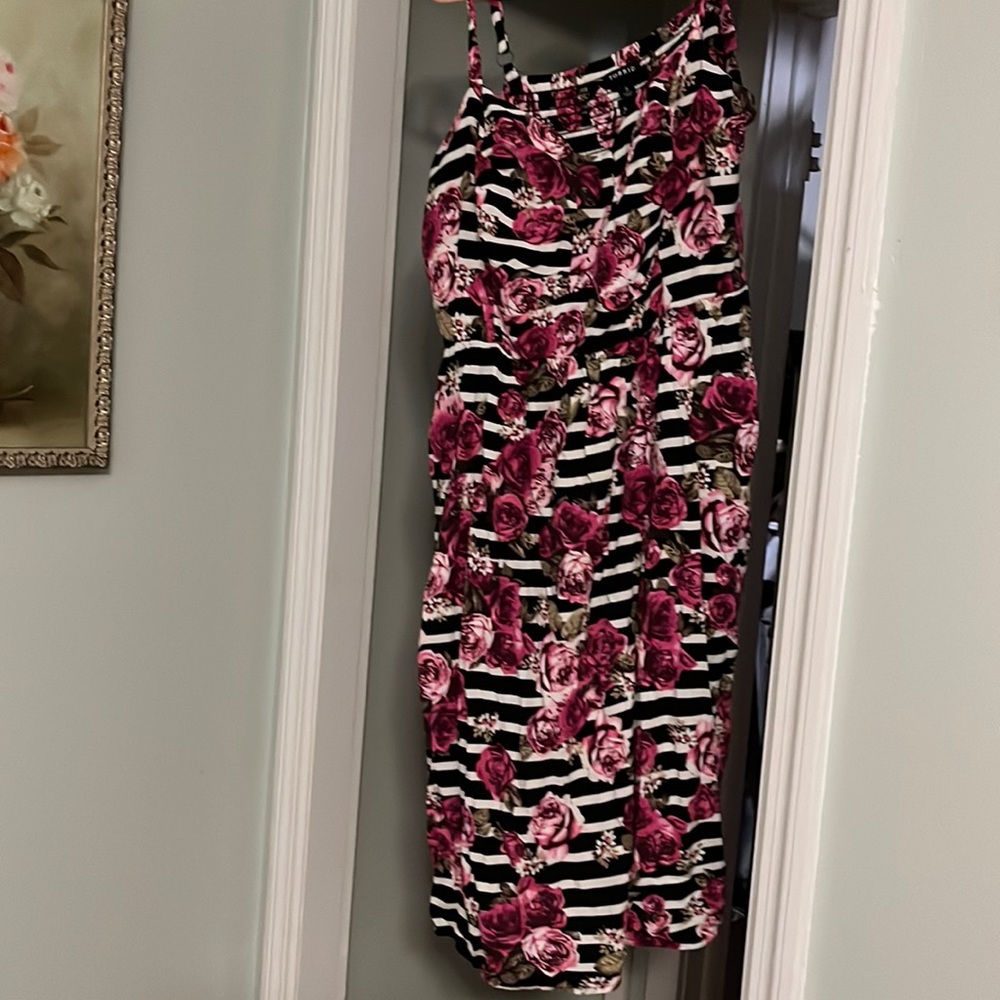 Torrid size 3 sleeveless floral/striped dress with pockets